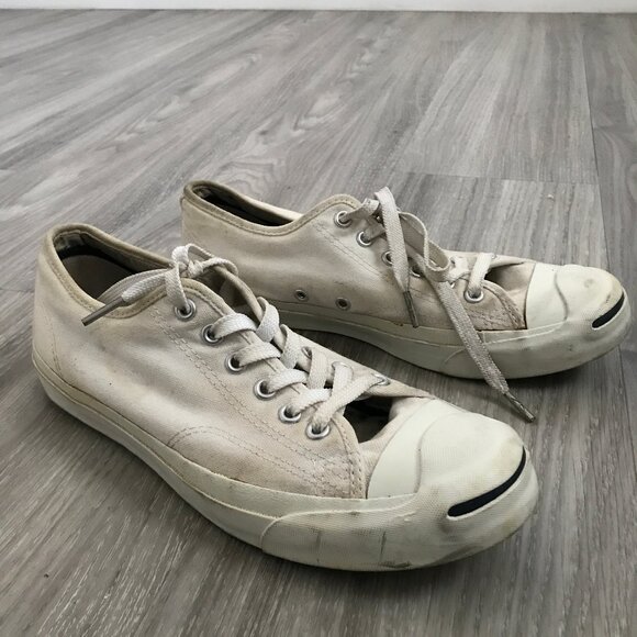 VTG JACK PURCELL CONVERSE ADULT SNEAKERS WHITE CANVAS BOAT SHOES WOMENS 8.5 - Picture 5 of 11